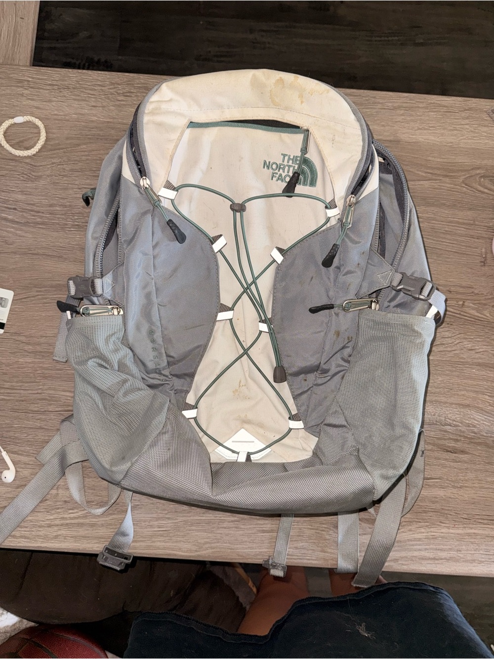 The North Face Light Gray and Cream Daypack Backpack